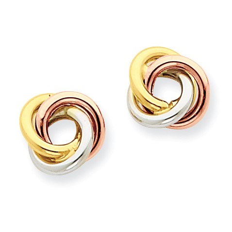 14k Gold Tri-color Twisted Knot Post Earrings 14k Gold Tri-color Twisted Knot Post Earrings